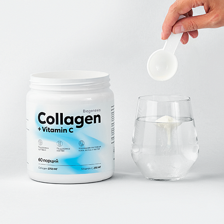 Biogenesis Коллаген + Витамин С концентрат (60 порций) 360 г вкус нейтральный. Изображение 5 из 6