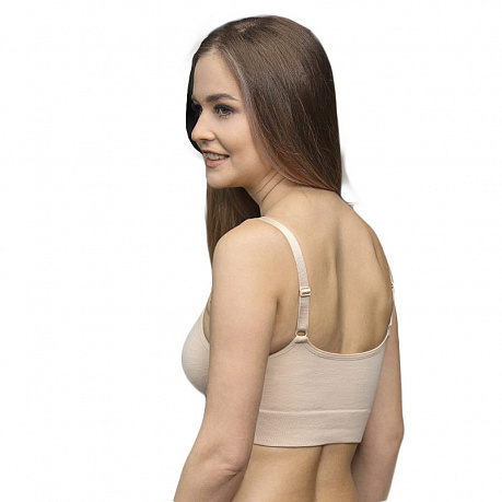 Майка Фэст бесшовная укороченная для кормящих женщин Б-202 бежевая. Изображение 2 из 2